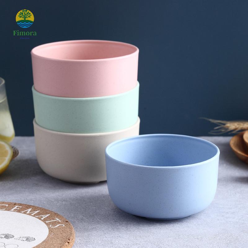 ฟิโมรา สีทึบข้าวสาลีฟางชามผักผลไม้ขนมชามข้าวน้ําหนักเบาชามอาหารครัวเรือนครัวรับประทานอาหารบนโต๊ะอาหาร