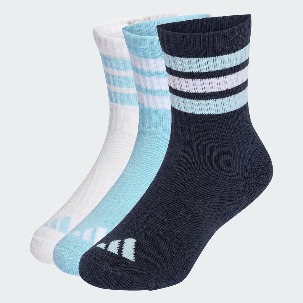 adidas ไลฟ์สไตล์ ถุงเท้ารองรับแรงกระแทกความยาวครึ่งแข้ง 3-Stripes สำหรับเด็ก (3 คู่) เด็ก สีน้ำเงิน KF0155