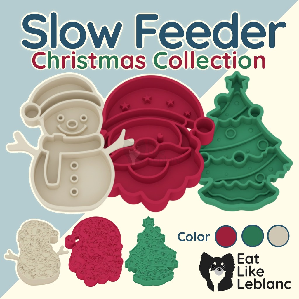 Lick Mat-Slow Feeder จานซิลิโคนชะลอการกิน สุนัขทุกสายพันธุ์ จานกินช้า รุ่น คริสต์มาส