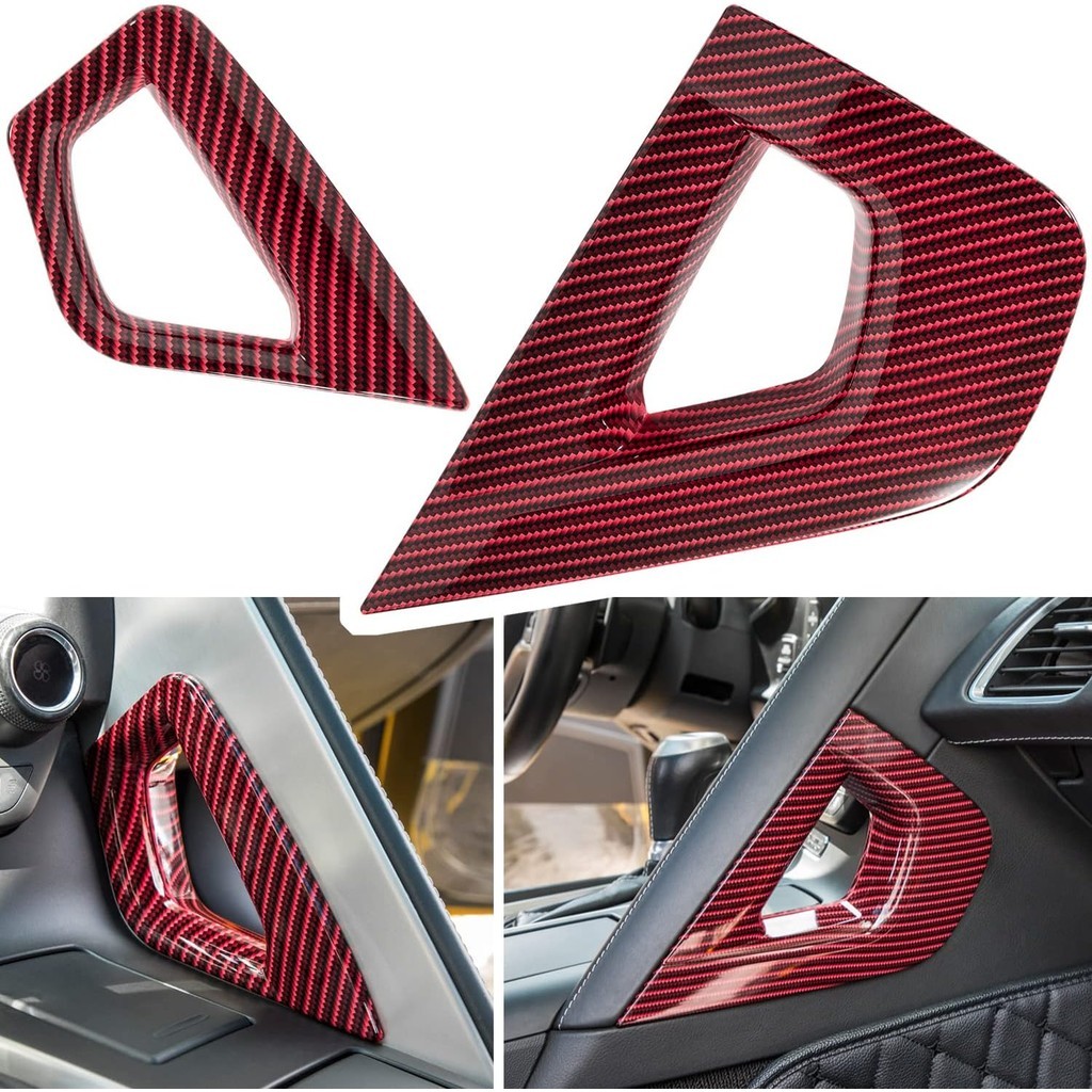 คาร์บอนไฟเบอร์คอนโซลกลางจับด้านข้างที่เท้าแขนฝาครอบสําหรับ Chevrolet Corvette C7 Z06 Z51 ZR1 Stingra