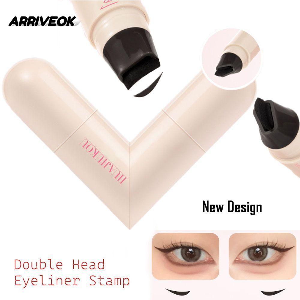 ARRIVEOK Eyeliner Stamp, Quick Dry Black Color Eye Liner Stamp, ใช้งานง่าย Long Lasting Portable Eye