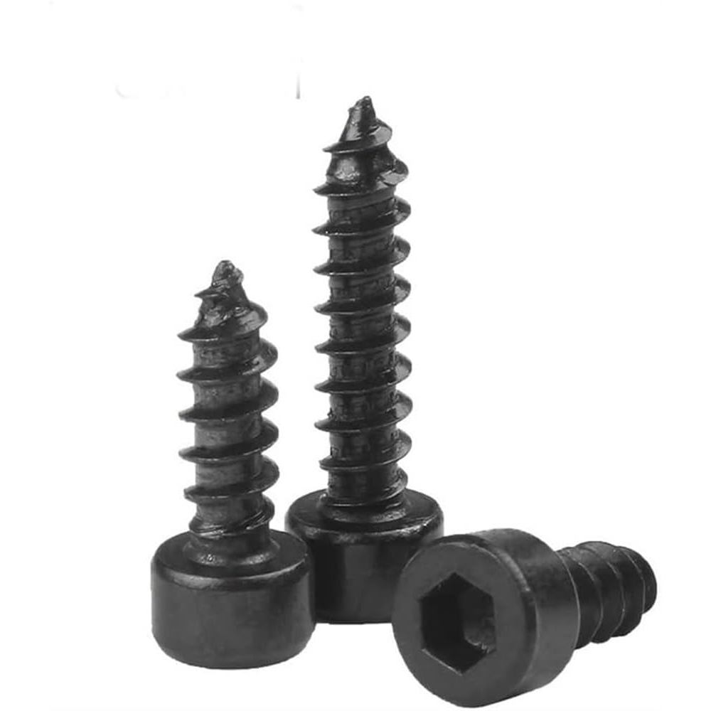 Hex Socket Cap Screw,Flange Head Bolt, 10pcs Hex Hex Hexagon Socket Cap Head Self Tapping Screwสีดํา