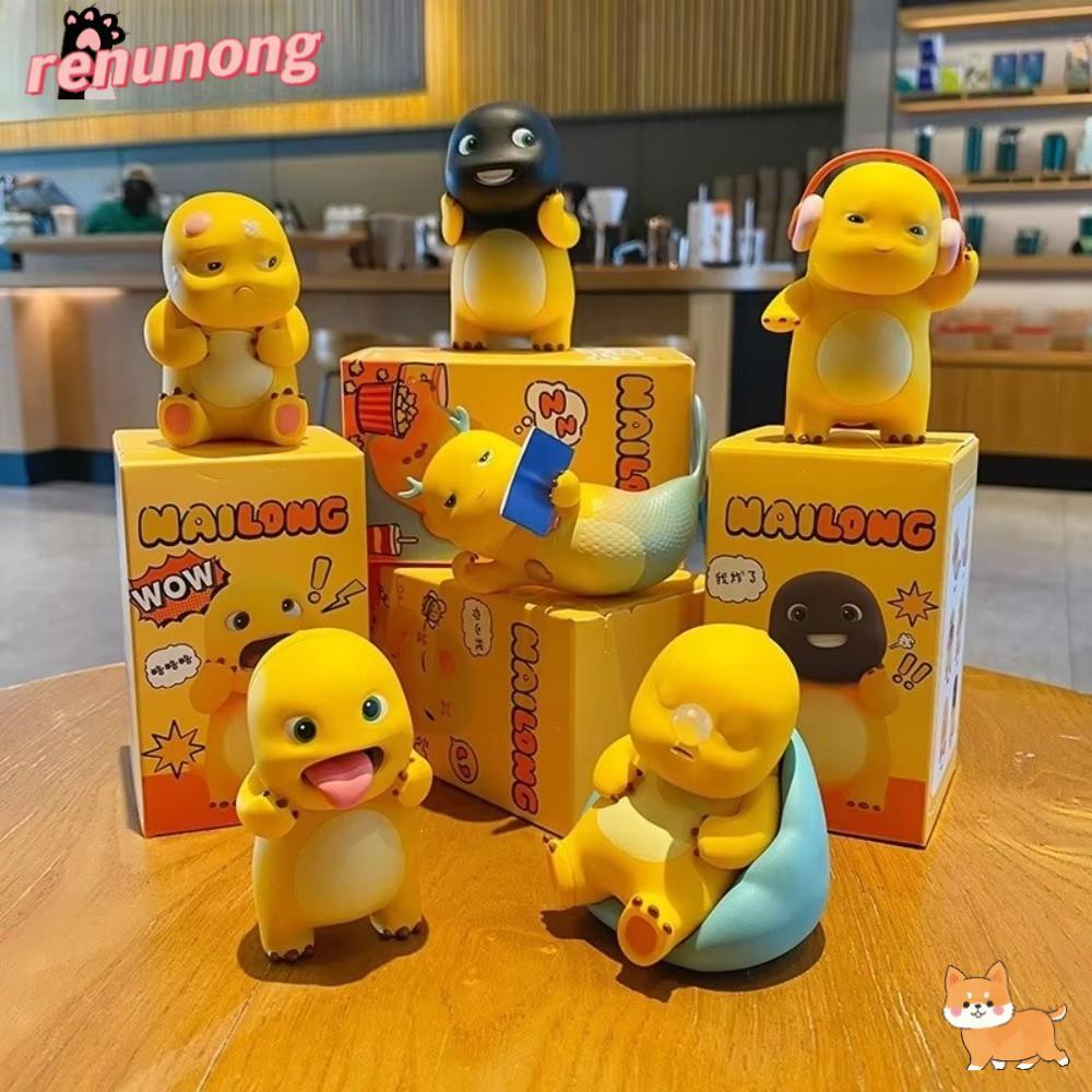 RENUNONG ตัวเลข Nailong, Miniature Action Figure กล่อง, Creative Funny Pose รูปปั้นสะสม Dino รูปที่ส