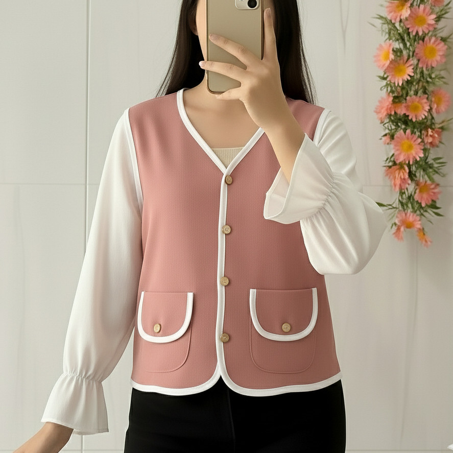 Tq88indonesia เสื้อสเวตเตอร์ถักติดกระดุมผู้หญิงล่าสุด / CARDI CORAY ถัก / แจ๊กเก็ตผู้หญิงปัจจุบัน