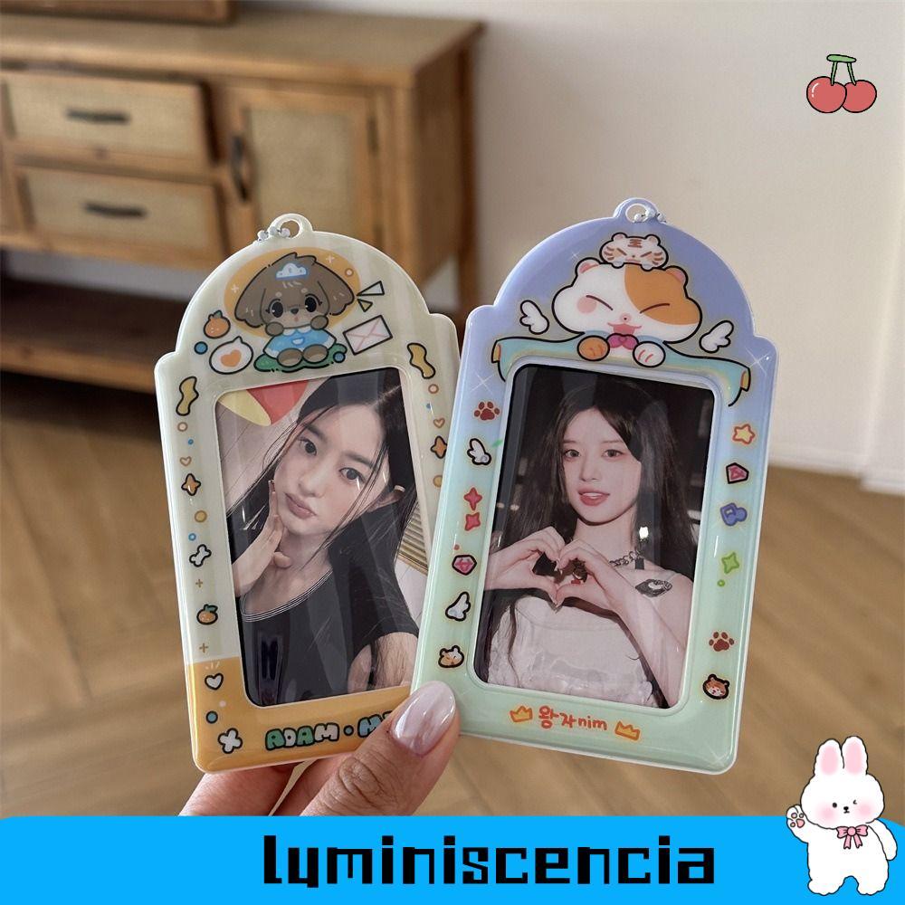 LUMINESCIA Kpop Photocard Holder, 3 นิ้ว Y2K Style Idol Photo Frame, การ์ตูน Mini PVC Card Holder