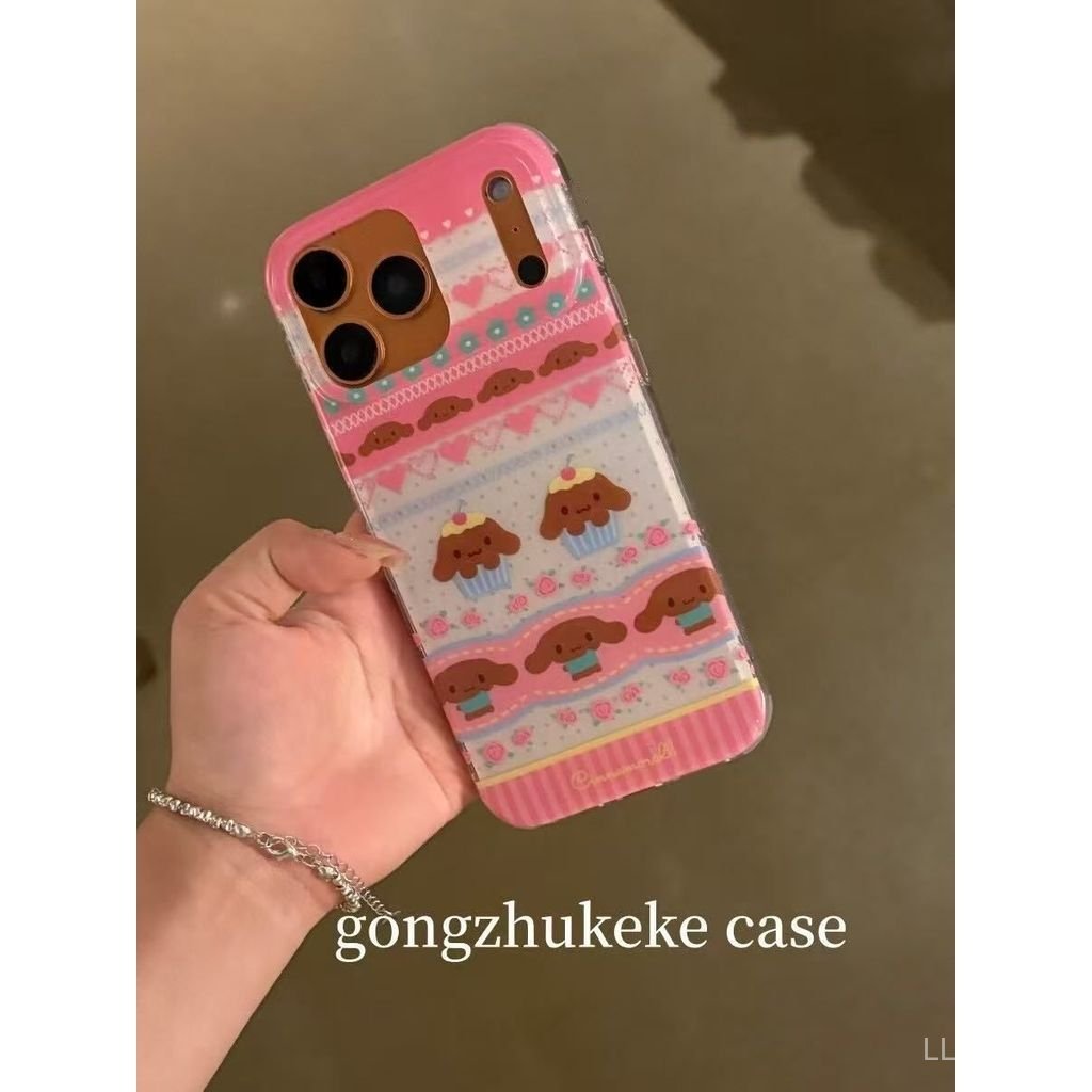 เคสโทรศัพท์ เหมาะสําหรับ iPhone 11 12 13 14 15 16 17 Pro max Plus Air น่ารักขนมหนังสีดําอบเชยสุนัขกั