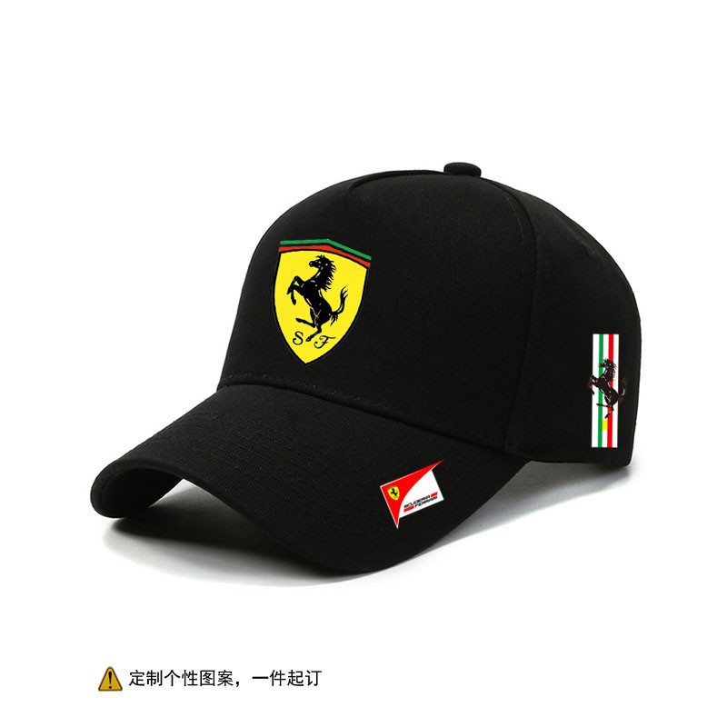 หมวกเบสบอลทีม Ferrari F1 ปรับแต่งได้ หมวกปั่นจักรยานแข่ง หมวกกันแดดกลางแจ้ง