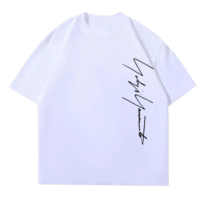 Y3 YOHJI Yamamoto Yoji minimalist แนวตั้งขนาดใหญ่โลโก้ลายเซ็นพิมพ์สีดําสบายๆยอดนิยมผู้ชายและผู้หญิงเ