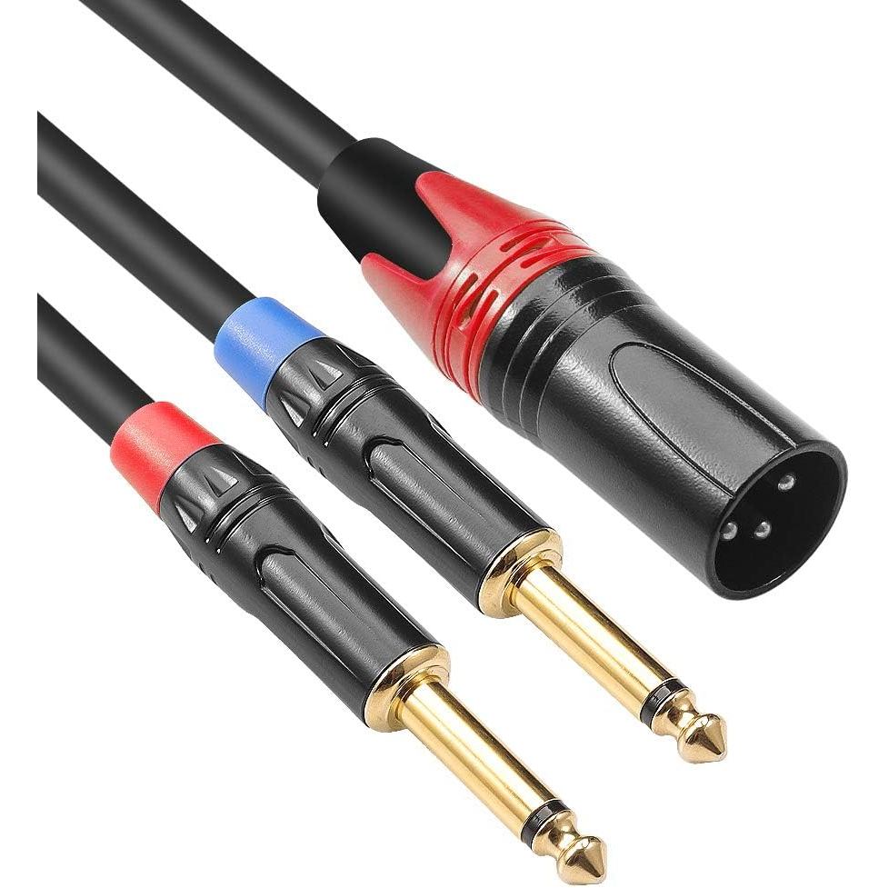 Disino Dual 1/4 inch to XLR Male Y Splitter Cable,Male XLR to Dual 6.35mm TS Mono Plug Microphone Au