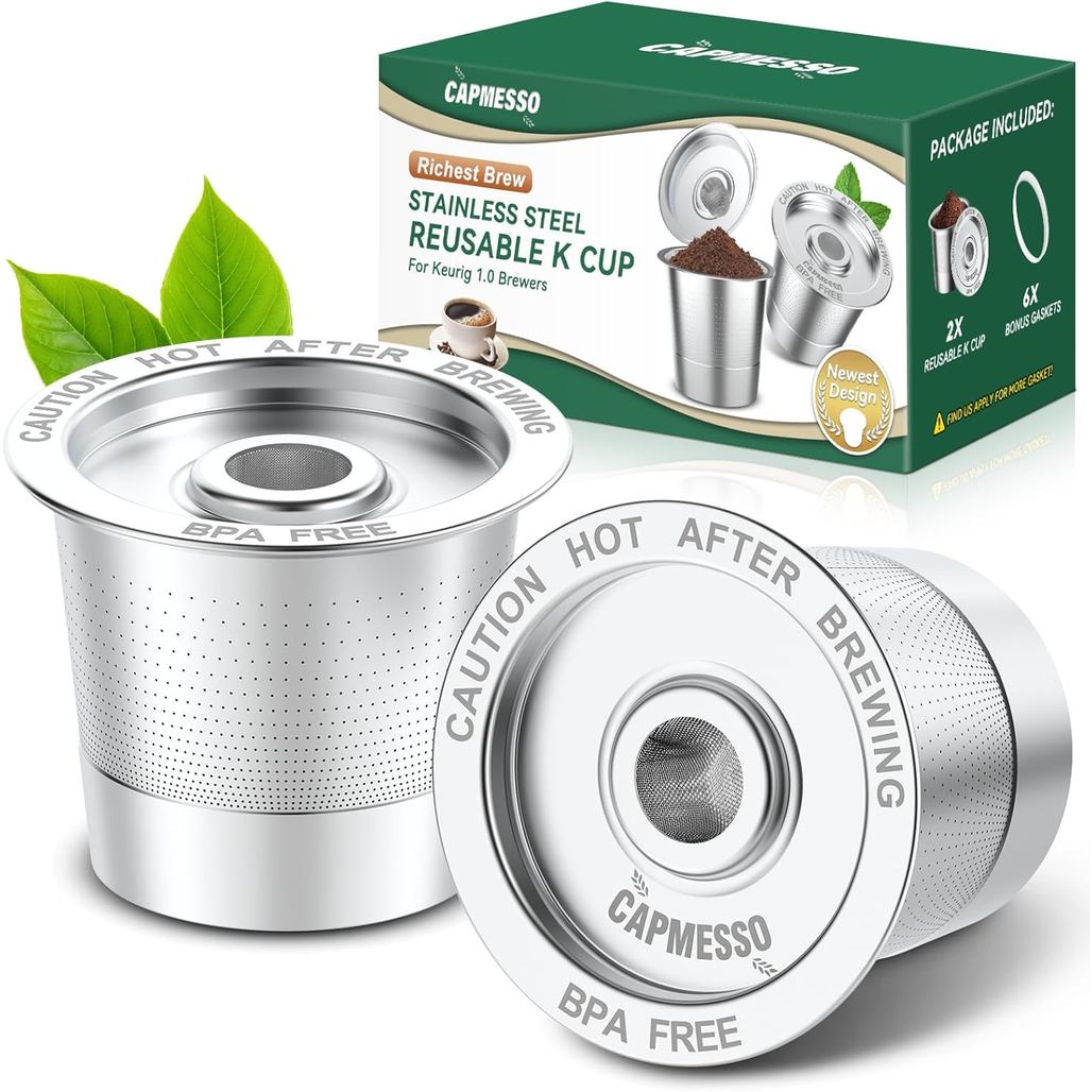 CAPMESSO Reusable K Cups Coffee Pods for Keurig 1.0: Stainless Steel Refillable K Cup - Reusable Cof