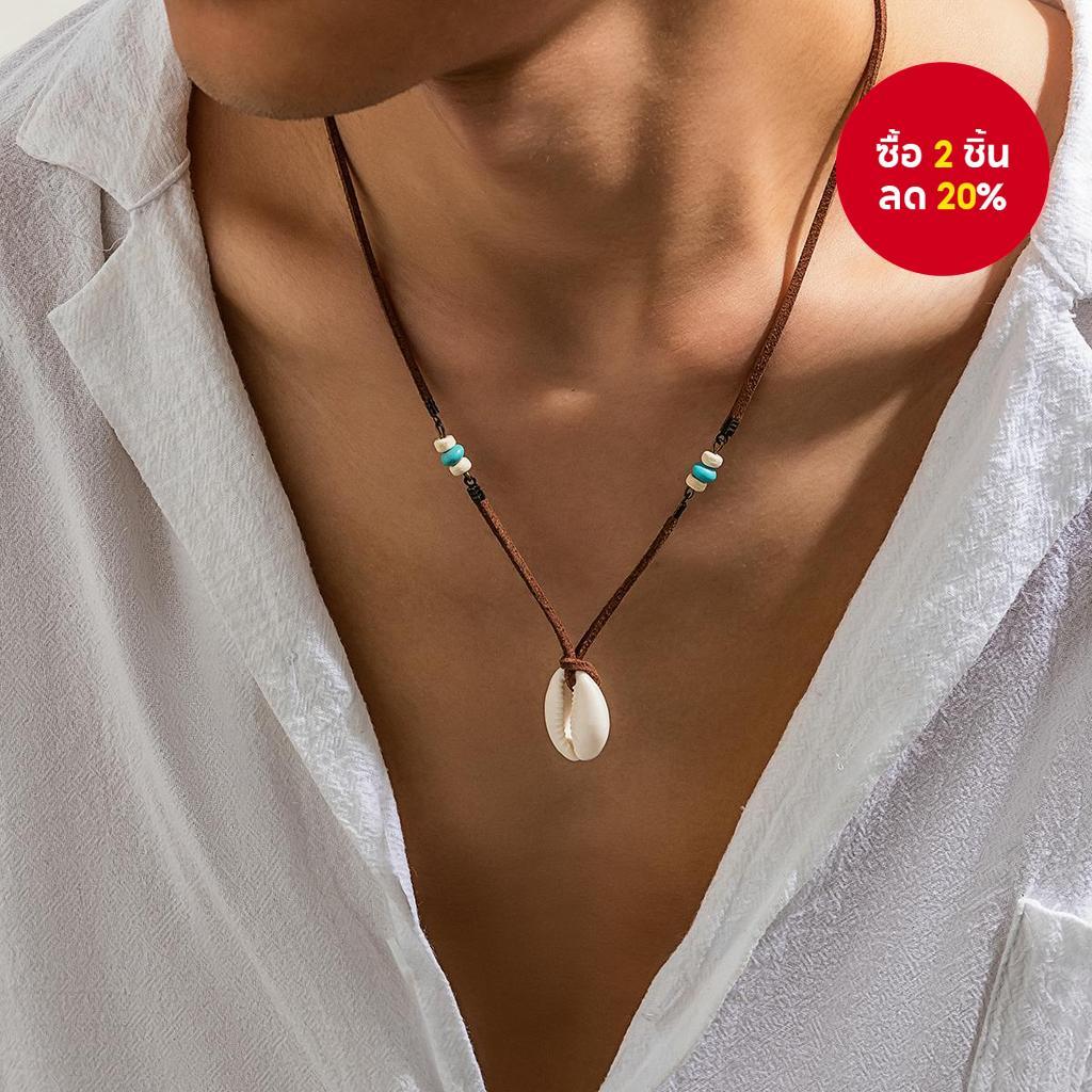 สร้อยคอโซ่เชือกเรียบง่ายฤดูร้อนพร้อมจี้เปลือกหอยเครื่องประดับชายหาดอินเทรนด์อุปกรณ์เสริมวันหยุด