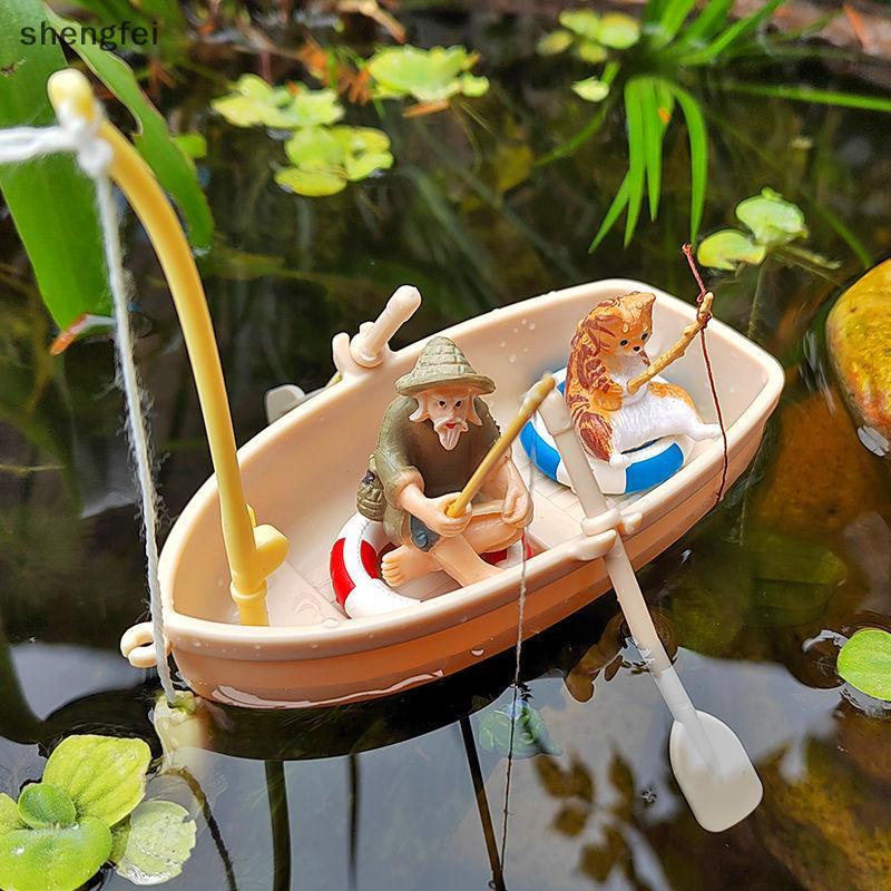[เซิงเฟย] มินิจําลองเรือขนาดเล็กเรือตกปลารุ่นตกแต่งตู้ปลา ทําเอง เรือตกปลาภูมิทัศน์ขนาดเล็กจําลองของเล่นสําหรับเด็กบูติก