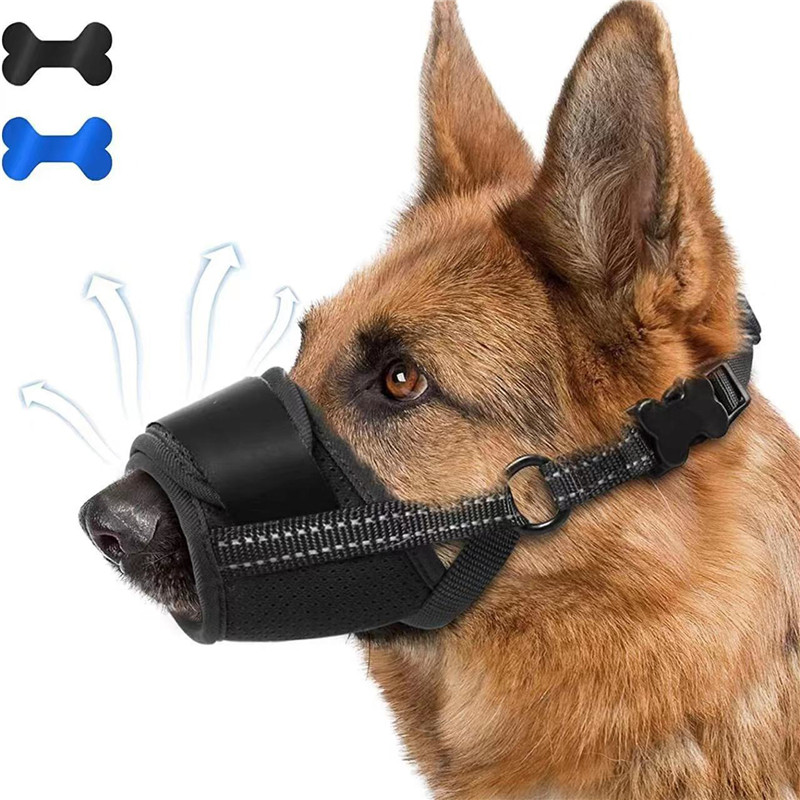 Pet Muzzle Dog Muzzle Anti Biting Barking and Chewing，with Comfortable Mesh Soft Fabric and Strap,  