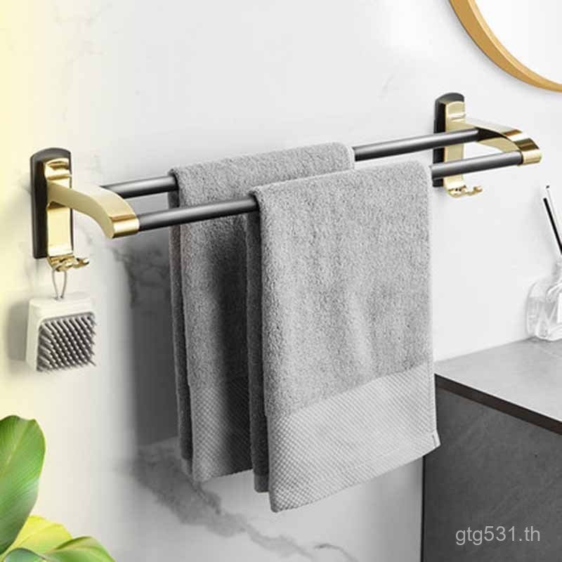 ครัวเรือน Double-Bar ผ้าเช็ดตัวห้องน้ําผ้าเช็ดตัว Rack Perforated ผ้าขนหนู Hook ห้องน้ําผ้าเช็ดตัว R