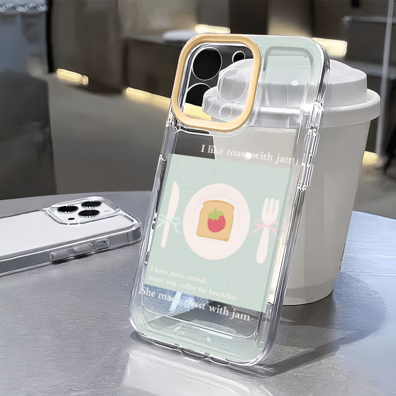 Insน่ารักสีเหลืองสตรอเบอร์รี่tastโปร่งใสเคสโทรศัพท์สําหรับiphone 16 Promax 15 Promax 12 13 Mini 14plus 11 Pro Max X XS XR XS Max 7 8 plus Se2020 6G 6Plus