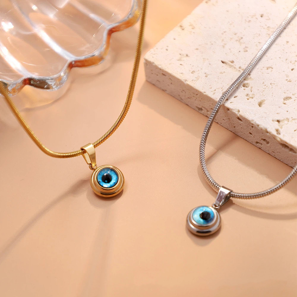 Evil Eye สร้อยคอชุบทองแบบชอกเกอร์ ออกแบบมาอย่างหรูหราในสไตล์เกาหลี มีความหมายมงคล