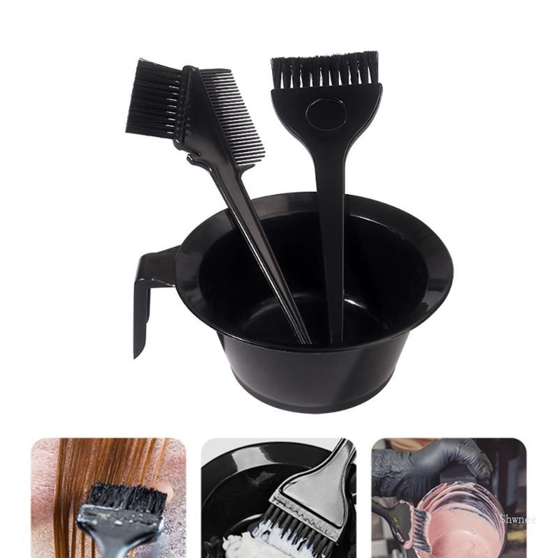 Shwnee 3 ชิ้นแปรงทําสีผมย้อมผมแปรงและชามผสมชุดผมสองด้าน Dying แปรงสีผม Dying B