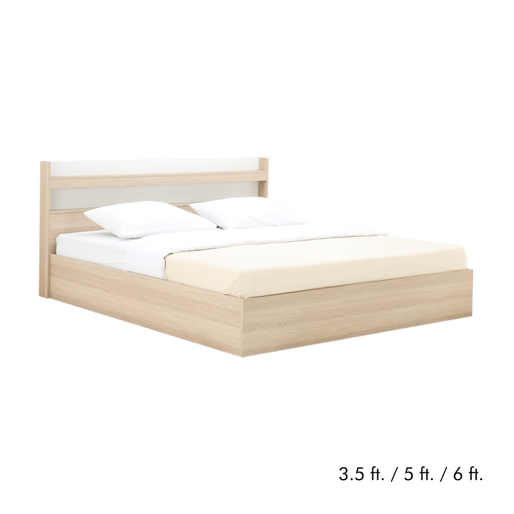 HomeHuk เตียงนอน รุ่นแชมป์ - สีไลท์ วู้ด/ขาว