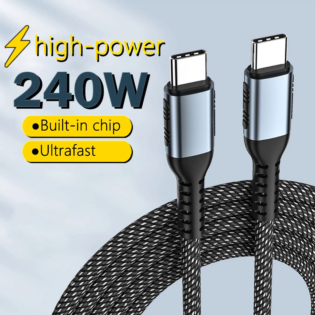 240W Data Cable 5A เหมาะสําหรับ Notebook Braided PD Double Headed Type-c240W Fast Charging Data CABL