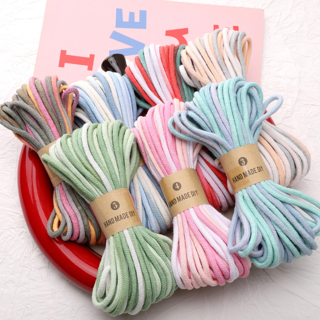 4 มม.สี Segment ย้อม Gradient ถักเชือกฝ้าย diy Hand-Braided สร้อยข้อมือสร้อยคอสร้อยข้อมือ Strong ทนต