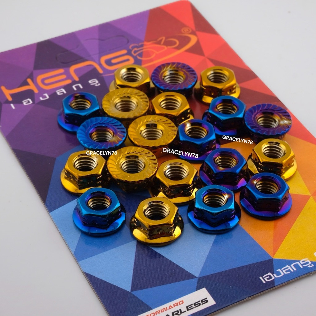PROBOLT NUT M8 DRAT 12 BLUE BURN GOLD HENG ja speed