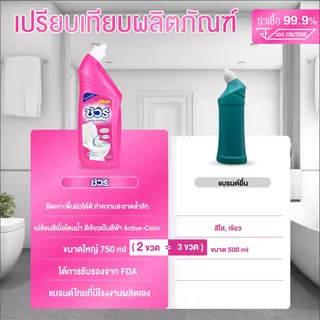 SURE 4in1 น้ำยาทำความสะอาดห้องน้ำ ชัวร์750ml ฆ่าเชื้อโรค➕เปลี่ยนสีเมื่อเจอน้ำ➕ขจัดคราบสกปรก➕กลิ่นหอม