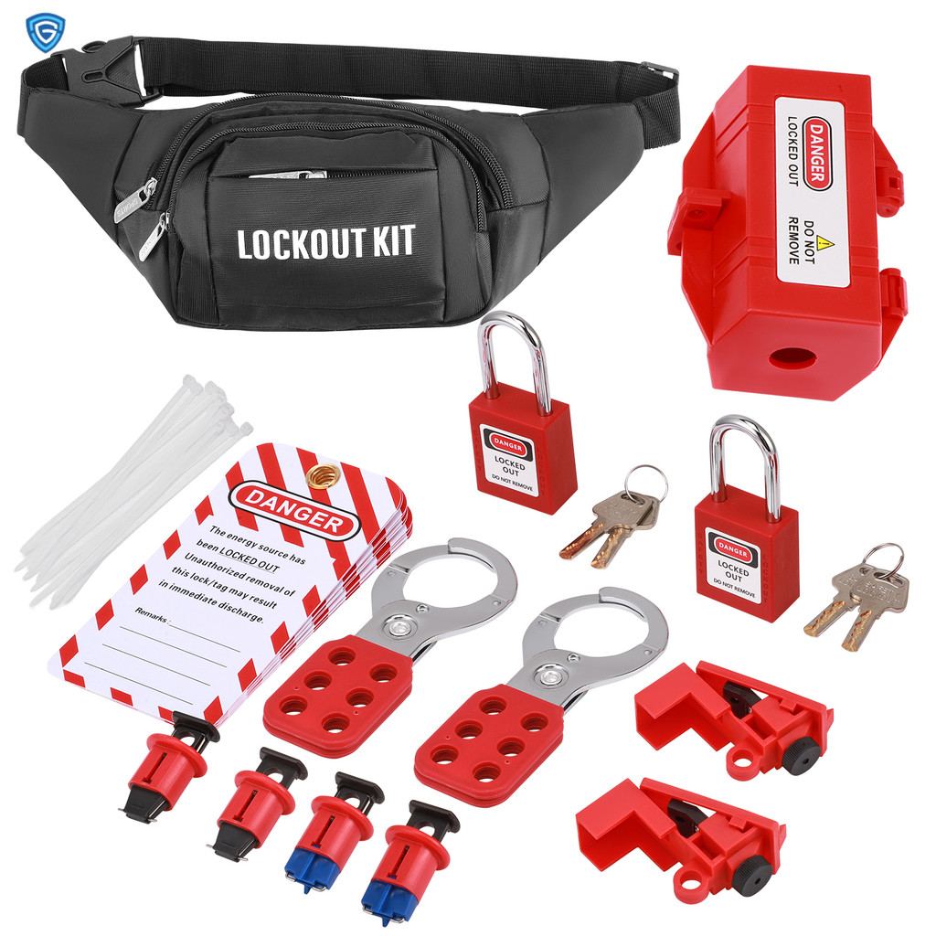 ใหม่ARRIVAL ล็อคชุดสําหรับช่างไฟฟ้า, Lockout Tagout Kit, Safety Lockout Padlock, Electrical Circuit Breaker Lockout Tagout Kit Safty Hasp แท็กชุดสําหรับอุตสาหกรรม