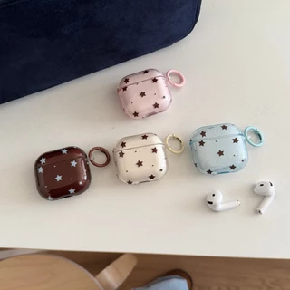 น่ารักโปร่งแสง Star พร้อมตะขอกันกระแทกป้องกันหูฟังฝาครอบ Soft Case สําหรับ AirPods 1 หรือ 2 3 4 Pro 2nd Pro 3rd 4th กรณี