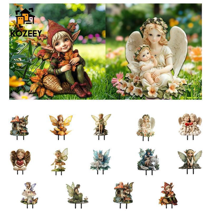 KOZEEY Fairy Garden Stake Decor,Bohemian,เครื่องประดับสวน,Fairy Garden Accessories,ป้ายสวน,สําหรับสน