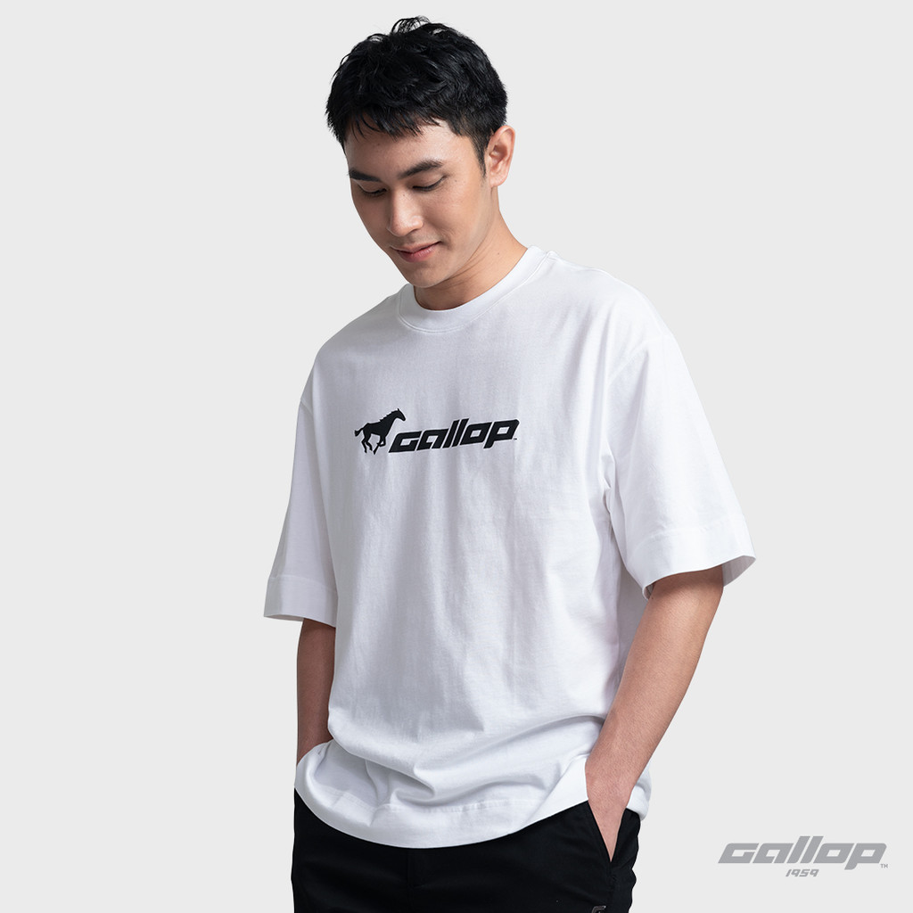 GALLOP เสื้อยืดแฟชั่นสำหรับผู้ชาย แขนสั้น ใส่สบาย