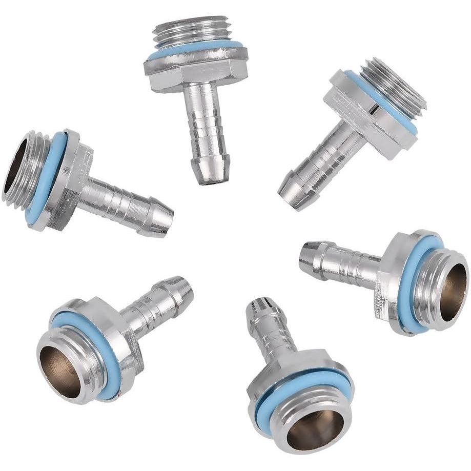 6 ชิ้น G1/4 "Barb Fitting อะแดปเตอร์, OD 6 มม.PC Water Cooling Barb FITTING 2-Touch G1/4 ด้ายนุ่มท่อ