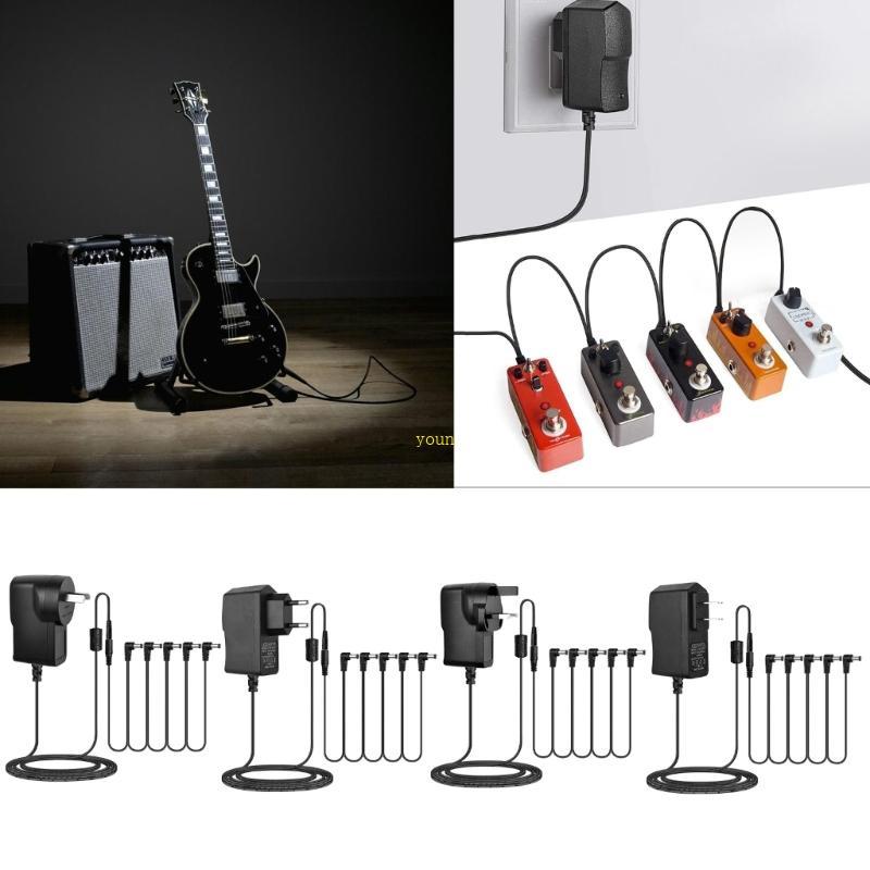 Youn 9VDC1A Tip Negative 5 Way Daisys Chain Cables Guitar Effect Pedal Power Adapter