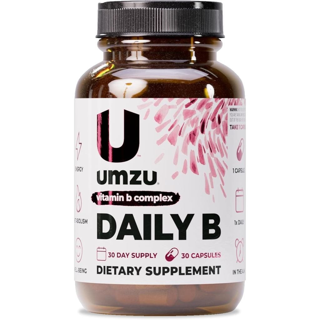 UMZU Daily B | วิตามินบีคอมเพล็กซ์สมบูรณ์ 100% พร้อม B1, B2, B3, B5, B6, B7, B9 & B12 พร้อมกรดโฟลิก 