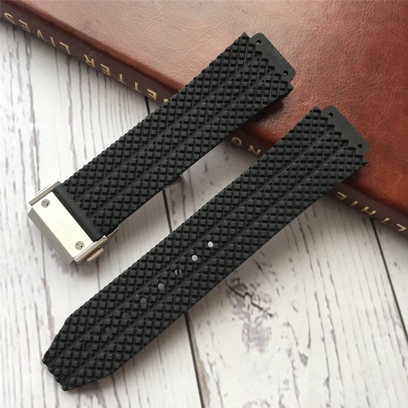 เหมาะสําหรับ Hengbao สายนาฬิกาชายยาง HUBLOT Hengbao/UBLOT ระเบิดสายนาฬิกาซิลิโคน 26 * 17 มม.