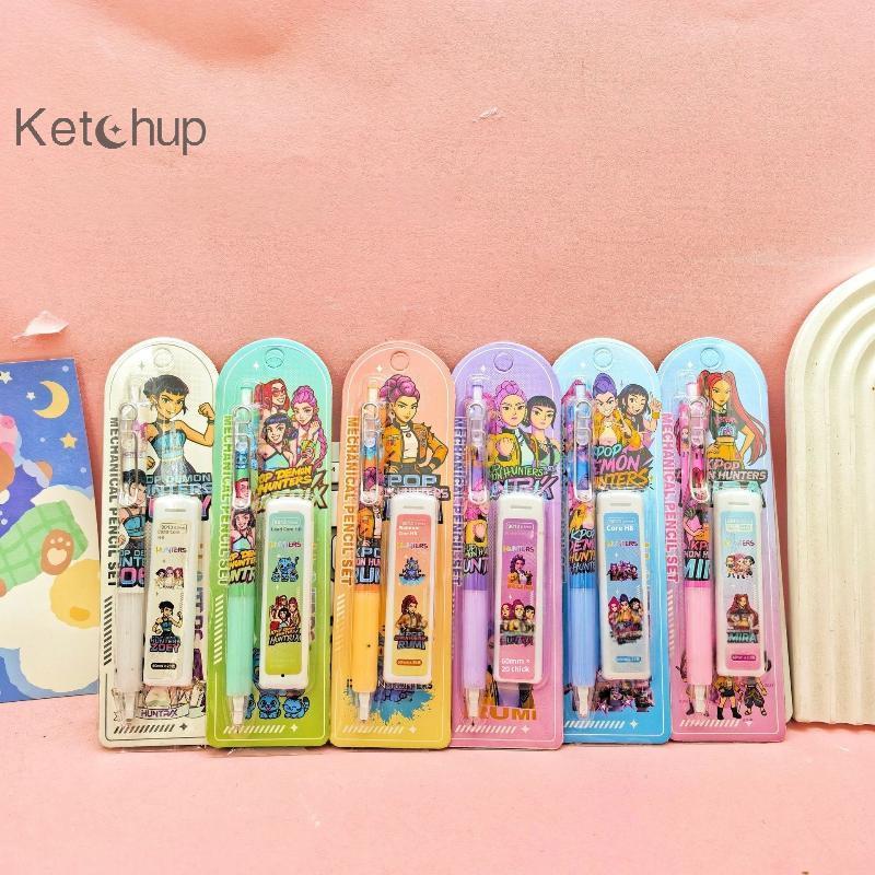 [Ktchup-t]Kpop Demon Hunters 0.5 มม.ชุดดินสออัตโนมัติเขียนเรียบดินสอเครื่องเขียนสําหรับนักเรียนอะนิเ