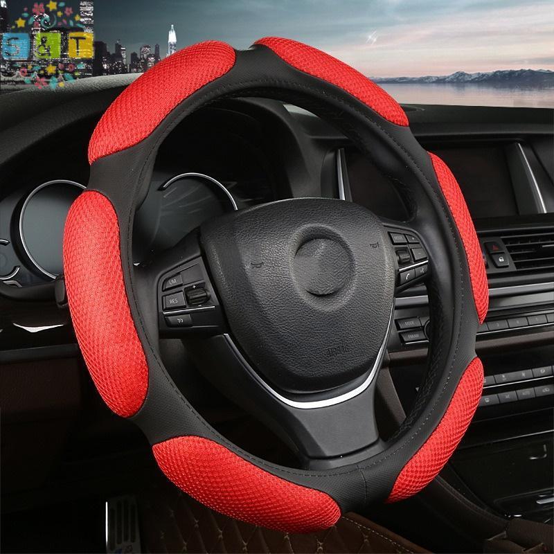 [S&T] ฝาครอบพวงมาลัยเหมาะสําหรับเส้นผ่านศูนย์กลาง 38 ซม.อุปกรณ์เสริมในรถยนต์ภายในพวงมาลัยป้องกันตกแต