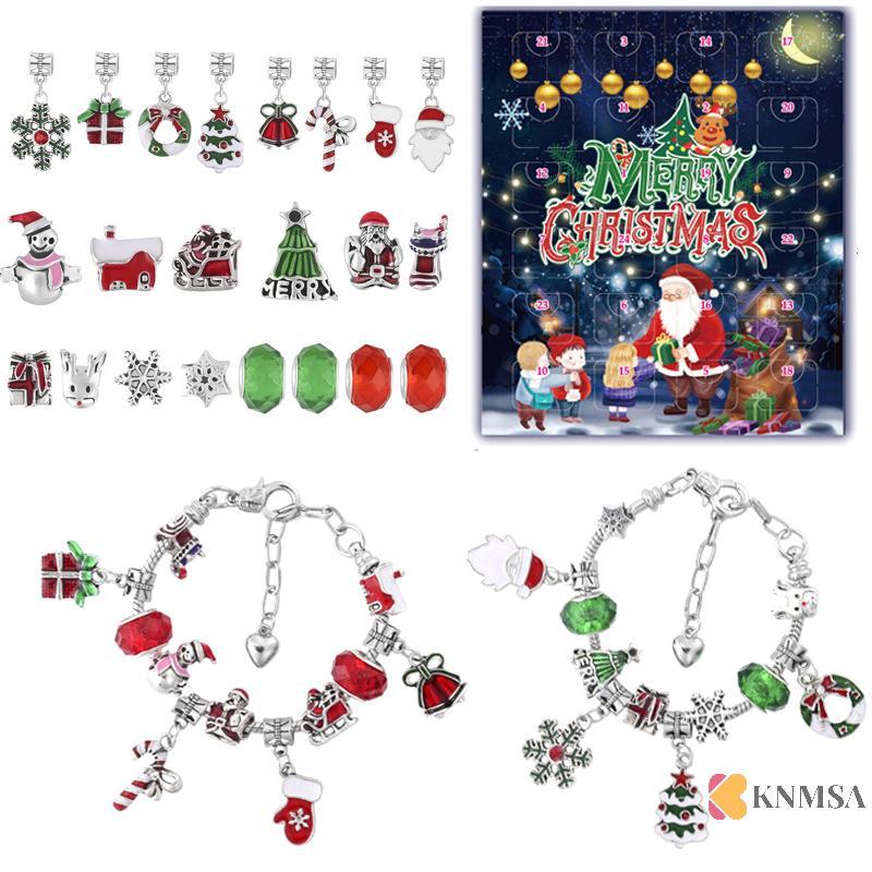 KNMSA] Christmas Countdown Festive Business Blind Box Christmas Themed DIY Bracelet สสเดิมnnnคอเต่า 