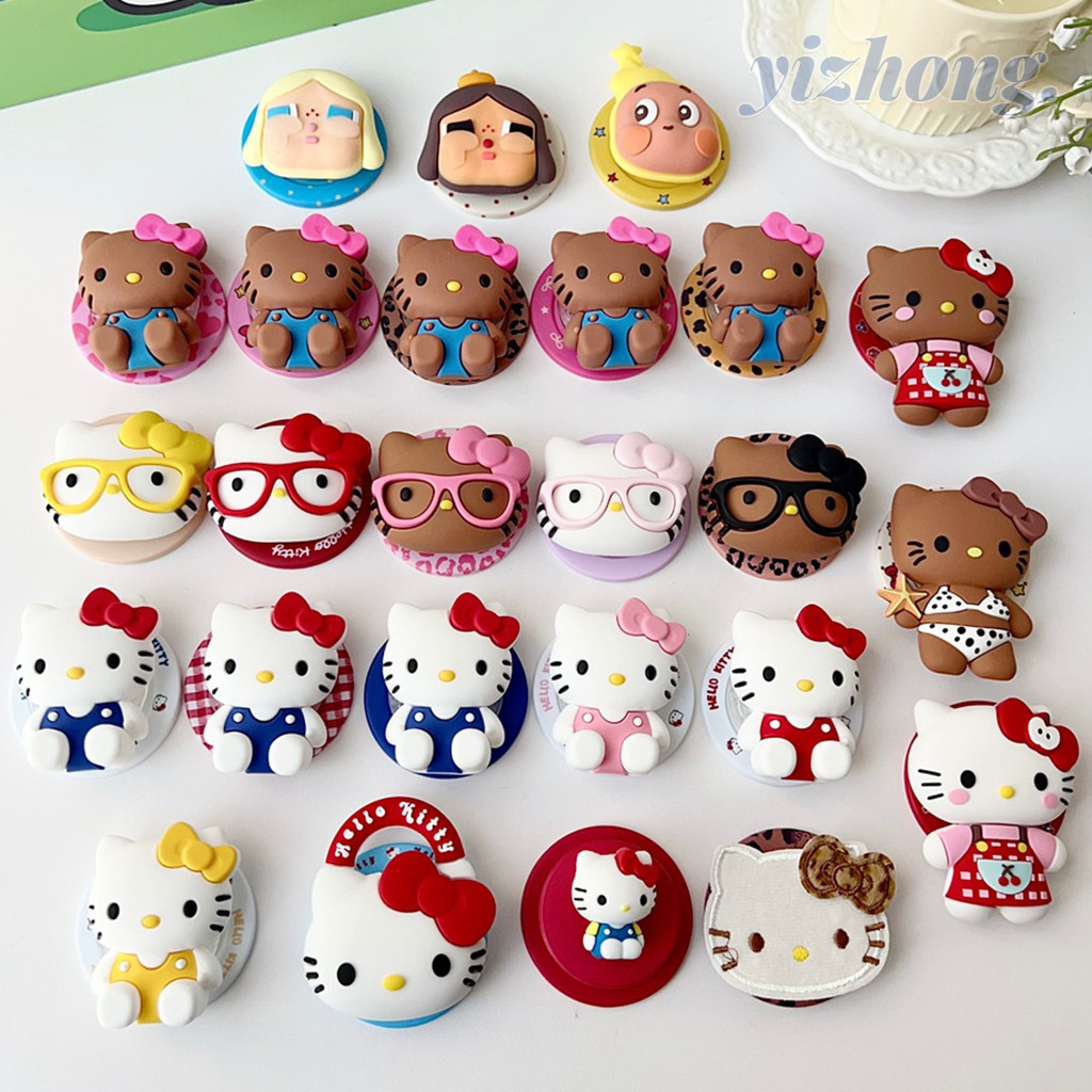 แฟชั่น Magnetic Attraction 3D Hello Kitty เสือดาวพิมพ์ Twinkle การ์ตูนผู้ถือโทรศัพท์ Creative Kickstand สําหรับ Naked โทรศัพท์มือถือ Magsafe กรณีพับ Anti-drop Bracket