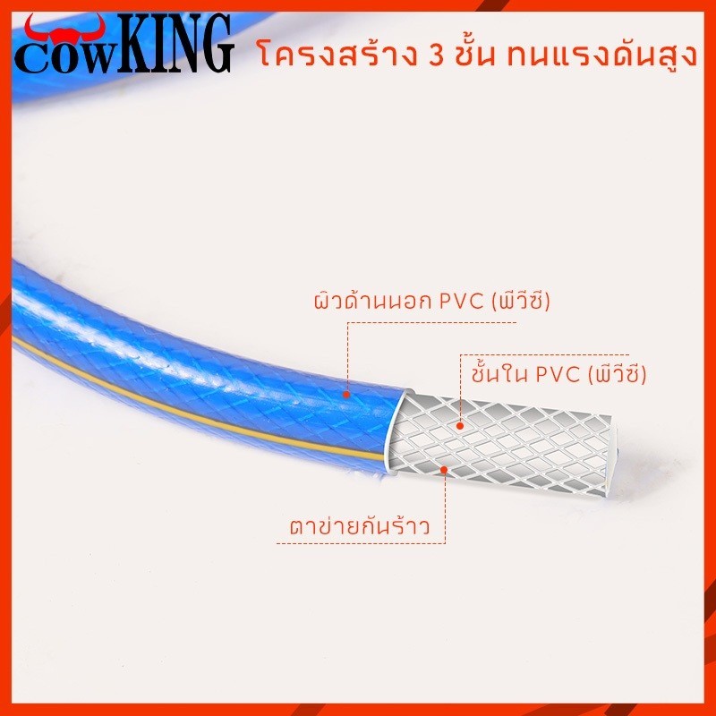 COW KING ชุดสายยางรดน้ำ 4หุน ชุดล้างรถ รดน้ำต้นไม้ ครบเช็ท หัวฉีดแรงดัน รดน้ำผัก เเถมหัวฉีดเเละอุปกรณ์ติดตั้งใช้งาน - รูปที่ 3