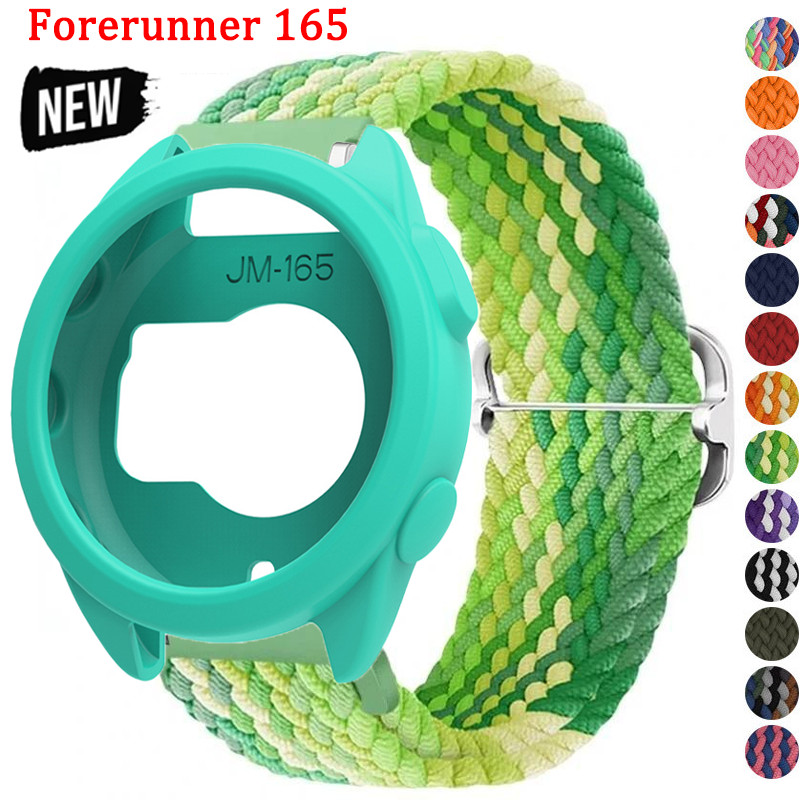 สายถักไนลอน + Silicoen สําหรับผู้เบิกทาง Garmin 165 Weaving Loop Band สร้อยข้อมือสําหรับผู้เบิกทาง Garmin 165 ฝาครอบป้องกัน Shell