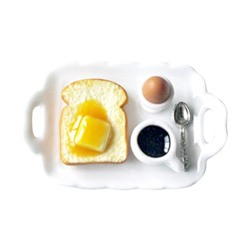 Miniature 1/6 Scale Breakfast Set - Toast, Boiled Eggs, Realistic Food Accessories