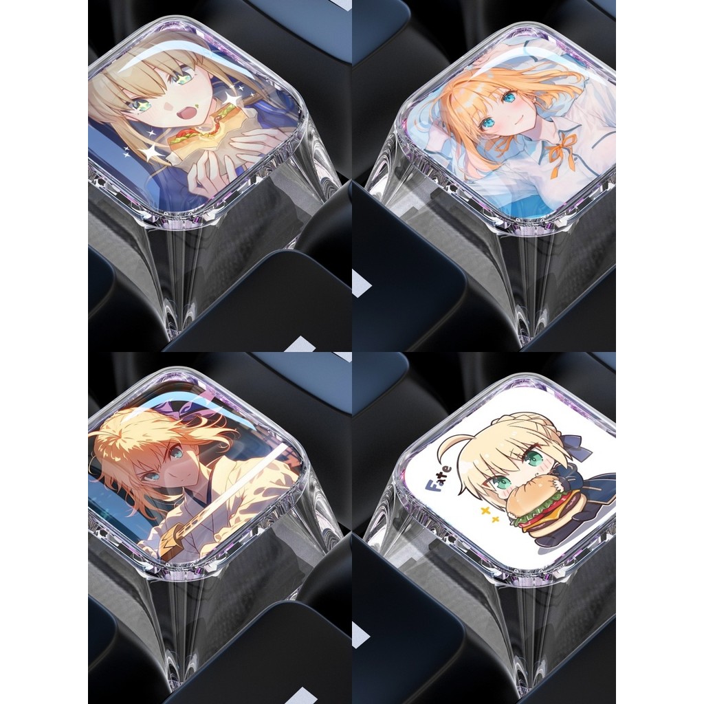 คีย์แคปใส keycap ปุ่มกดการ์ตูนเดี่ยวน่ารัก Arturia Cross Axis saber คีย์บอร์ดแบบกลไก 1U อีพ็อกซี่ปุ่