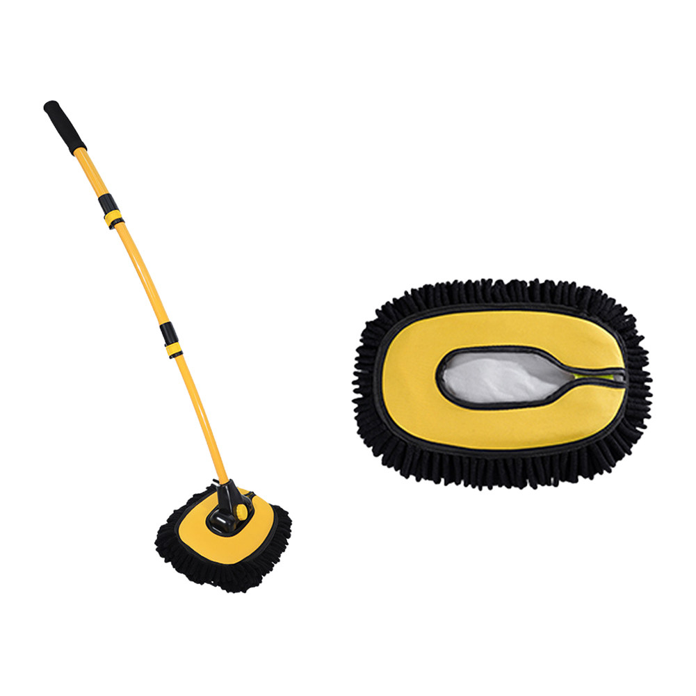 ❦ ไม้ถูพื้นซักผ้าอัตโนมัติ Telescoping Auto Detailing Mop ด้ามยาวรถ Care Cleaner Chenille Auto Care 