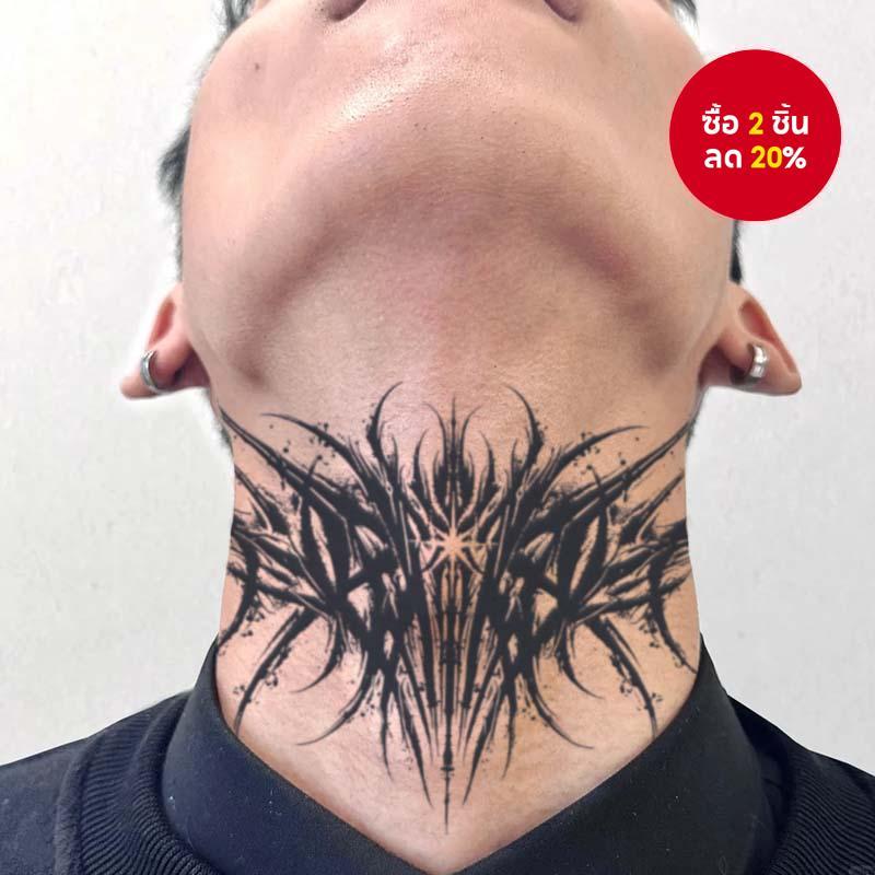 สไตล์มืดที่ไม่ซ้ํากันสมุนไพรสักสติกเกอร์กันน้ําติดทนนานชายแขนคอจําลองรอยสักไม่สะท้อนแสงน้ําผลไม้สติกเกอร์
