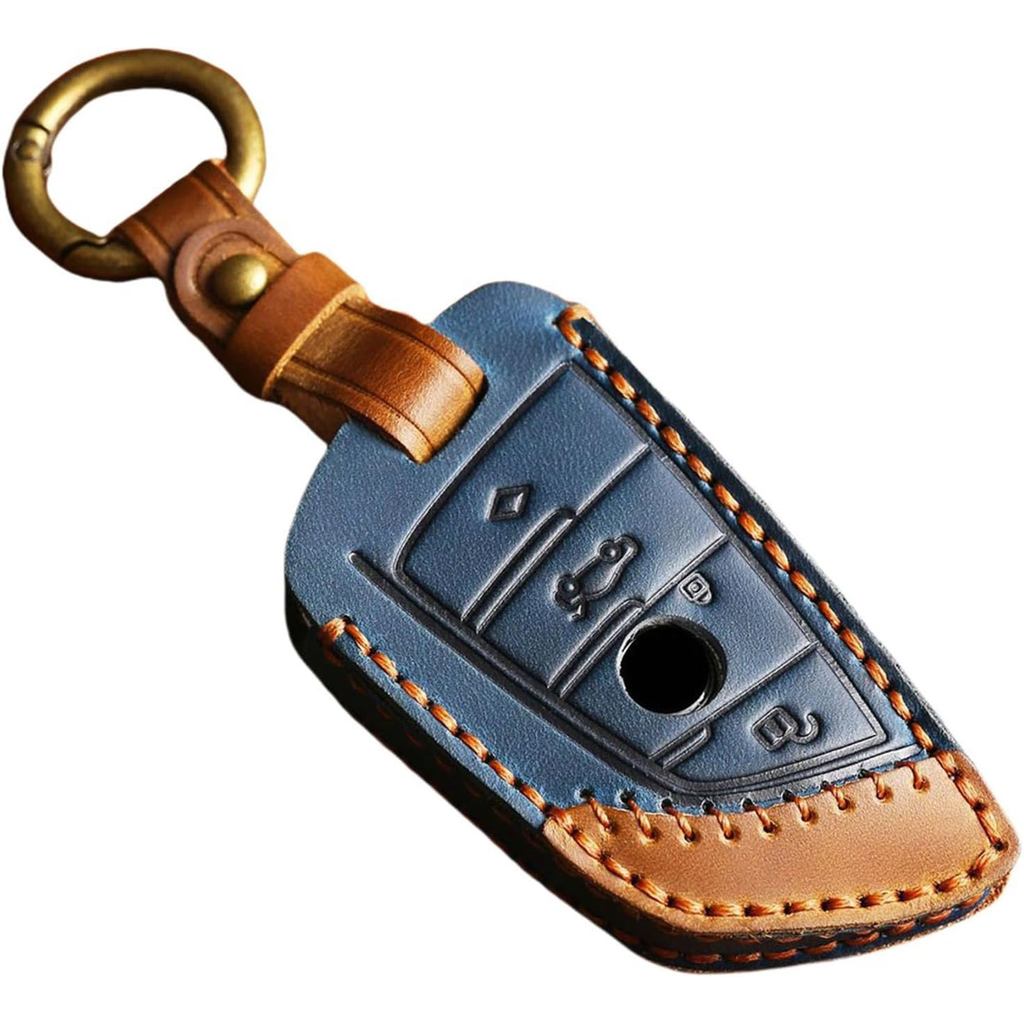 Genuine Leather Key Fob Cover for BMW 1 3 4 5 7 Series X1 X3 X4 X5 X6 X7 330i 530i 540i 730i 2018-20