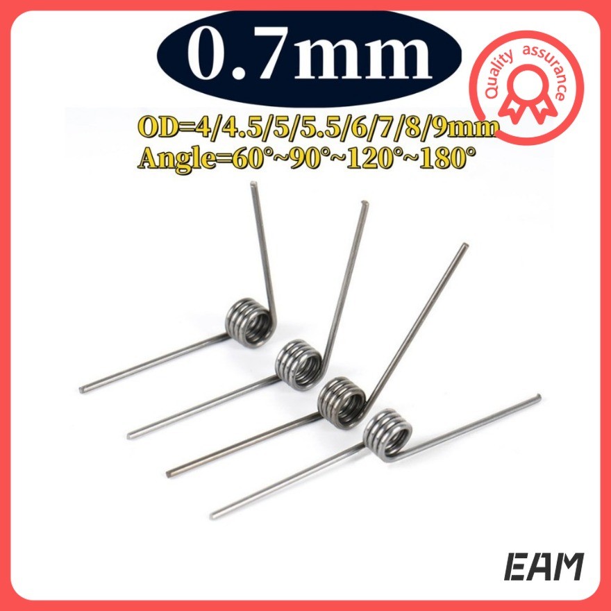 สปริงสปริงแรงบิดเกลียวรูปตัววี Sus304 d0.7mm OD4/4.5/5/5.5/6/7/8/9mm มุม 60/90/120/180 องศา[EAM-FC-G