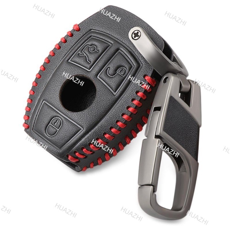 HZ สําหรับ Mercede Benz Amg W203 W210 W211 W124 W202หนังแท้ฝาครอบกุญแจรถพวงกุญแจโซ่