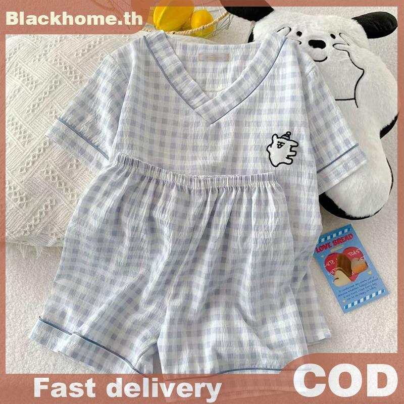 ACK แฟชั่น Casual Home การ์ตูนน่ารักชุดนอนหลวมชุดสองชิ้นสําหรับผู้หญิง N
