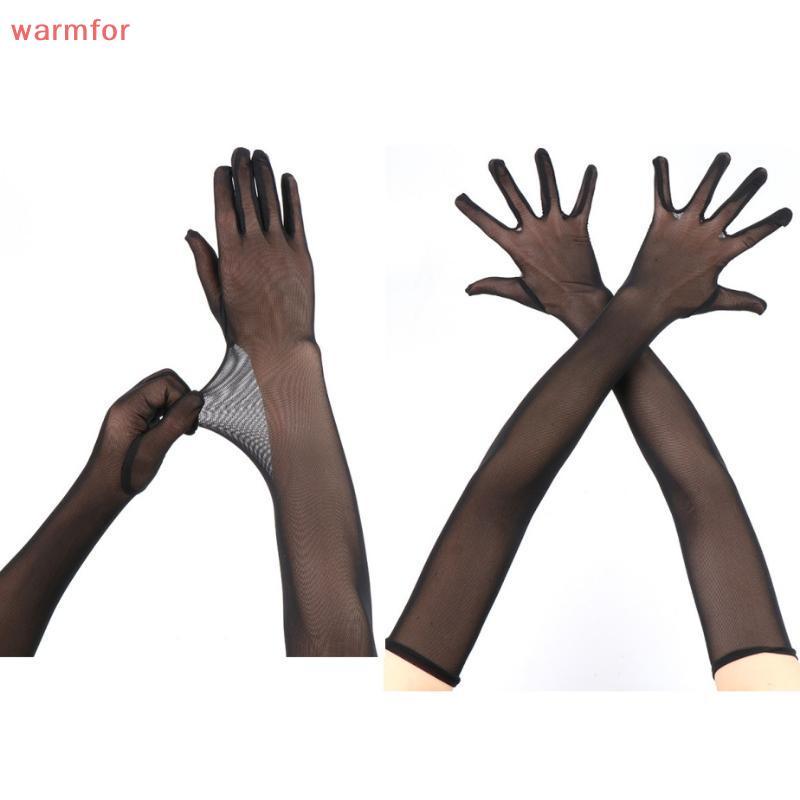 (warmfor) 55 ซม.เซ็กซี่ลูกไม้บาง Hollow โปร่งใสยาวถุงมือ Breathable สุทธิเส้นด้ายผู้หญิง Man Stage Party คอสเพลย์ความยืดหยุ่น
