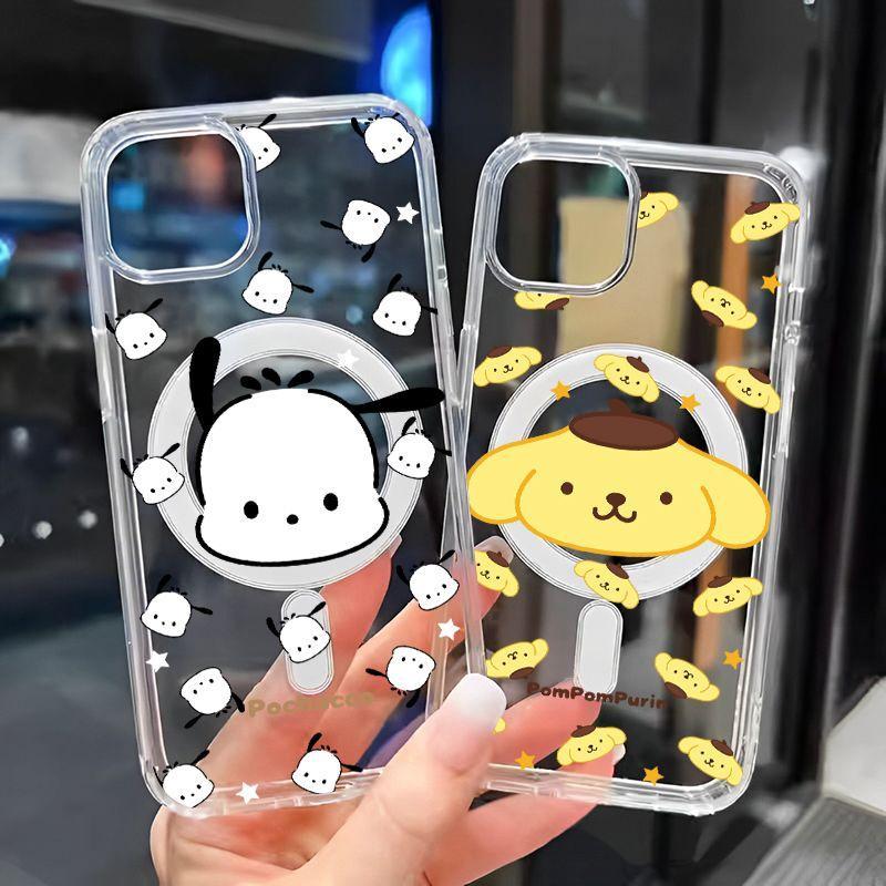 ปลอกแม่เหล็กสําหรับiPhone 17 Air 16 15 14 Plus 13 12 11 Pro Maxการ์ตูนPom Pom Purin Pochacco Soft Case Cover | ซีเอ็กซ์เค